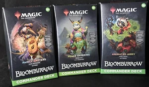 Juego de 3 mazos Bloomburrow Commander Magic The Gathering - Sellado Family Matters Peace Offering A - Imagen 1 de 10