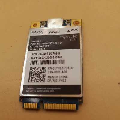 Dell Wireless DW5804 4G LTE/WWAN Mobile Broadband 01YH12 E371 PCI-E 3G/4G Card - Image 1 of 4