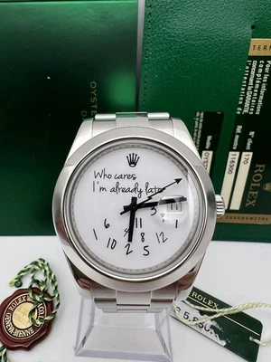 Rolex Datejust II 116300 Who Cares I'm Already Late Black Dial & Hands Papers - Image 1 of 4