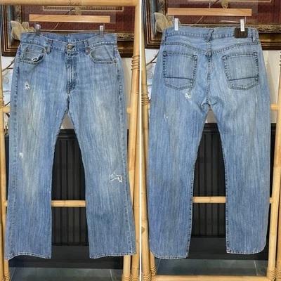 Ralph Lauren Double RL Vintage Denim 90s Y2K Thrashed Bootcut Jeans 34x34 🧡🎀 - Image 1 of 4
