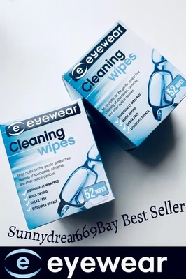 E EYEWEAR ALDI BRAND eyewear Cleaning wipes Moist cloths for gentle smear Free Twin X Pack 104 Wipes