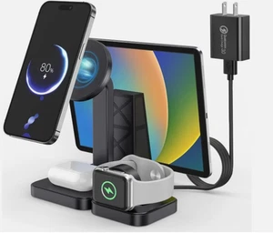 4 in 1 Mag-Safe Ladeständer, magnetische kabellose Ladestation für Geräte - Bild 1 von 6