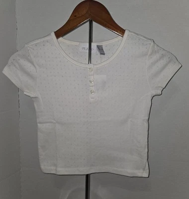 Childrens Place Girl's White Daisy Hensley Shirt Size 7/8 Ivory  - Image 1 of 4