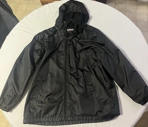 Totes Unisex Large Black Full Zip Rain Jacket Hooded Fleece Lined Windbreak - Picture 1 of 8