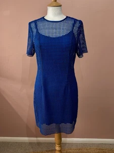Diane Von Furstenberg Royal Blue Mesh Knit Mini Dress UK 10 - Picture 1 of 4