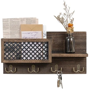 Key Holder Wall Mounted Mail Holder Organizer with 4 Double Key Hooks for Wal... - Picture 1 of 5