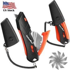 ValueMax 2 Packs Retractable Utility Pocket Knife Box Cutter w/Extra 18PC Blades - Picture 1 of 7