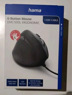 Hama EMC 500L 6 button ergonomic mouse  L/H wired (1.8m) - Image 1 of 4