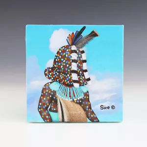 PINTURA KACHINA FUEGO NATIVO AMERICANO ZUNI POR GABE SICE - Imagen 1 de 4