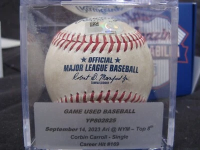 Corbin Carroll Game Used Baseball Single Hit #169 Arizona D'Backs Mets 9/14/23 - Image 1 of 4