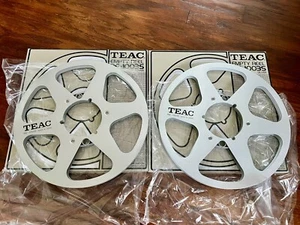 Par de carretes de metal plateados de teca de 10,5 pulgadas - Imagen 1 de 2
