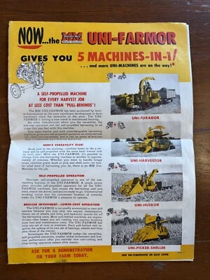 Vintage Minneapolis Moline Uni-Farmor Tractor Sales Brochure MM Pamphlet (18 Pg) - Image 1 of 4