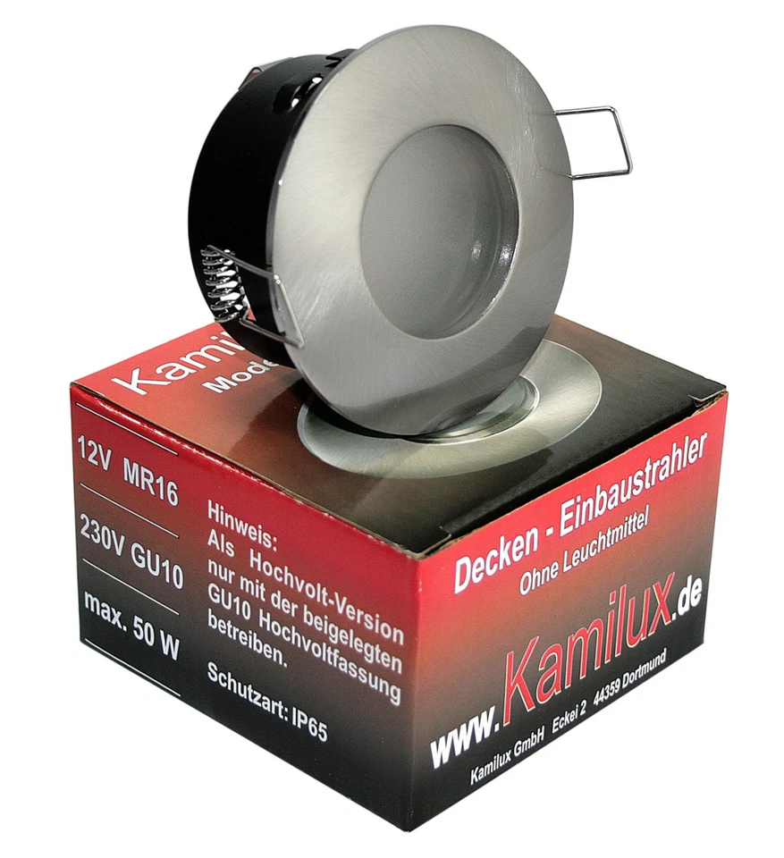 Pearl Ip65 230v LED A (c5) Gu10 Bad Einbauleuchte Einbaustrahler 5w ohne Trafo Edelstahl Gebürstet Warmweiß K92146