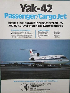 10/1978 PUB AVIAEXPORT UDSSR MOSKAU CCCP FLUGZEUG YAK-42 AEROFLOT SOVIET AIRLINES AD - Bild 1 von 1