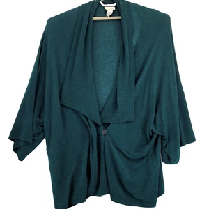 Blusa Caroline Top 2002 para mujer talla grande verde botón delantero muy elástica - Imagen 1 de 12