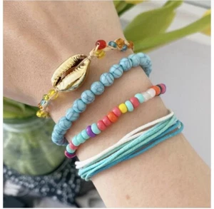 4pcs/Set Ocean Beach Vacation Style Seashell Beaded Bracelet - Picture 1 of 2