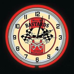 19" Mean Old Bastards Hot Rods Motorcycles Sign Red Double Neon Clock - Bild 1 von 2