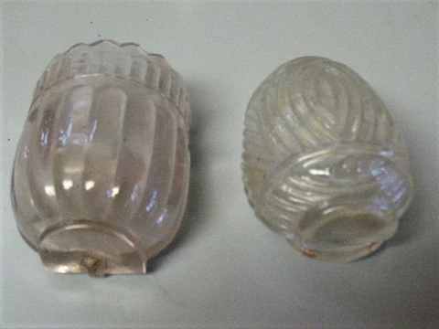 Vintage CLEAR GLASS BIRDCAGE BIRD SEED FEEDER - WATER FEEDER, SET OF 2 Cover