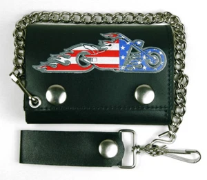 BILLETERA DE CUERO TRIPLE PLEGABLE PARA BICICLETA DE FUEGO AMERICANA DE 4 PULGADAS - Imagen 1 de 1