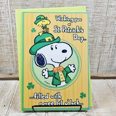 Hallmark St Patrick's Day Greeting Card Snoopy Luck Yellow Green - Image 1 of 4
