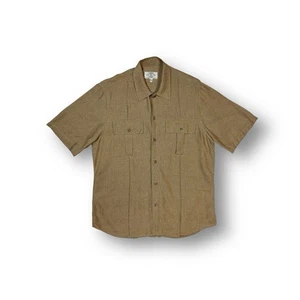 Camisa Armani Jeans Hecha en Italia Viscosa y Lino Marrón Tostado Abotonada Talla M - Imagen 1 de 8