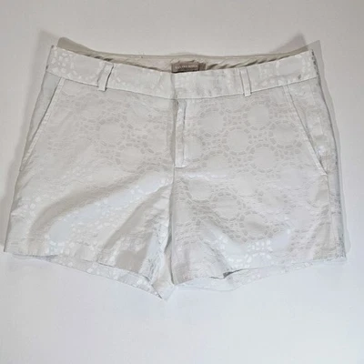 Pantalones Cortos Banana Republic Para Mujer 10 Blancos Texturizados Geométricos Verano Boho Resortwear Foto 1 de 4