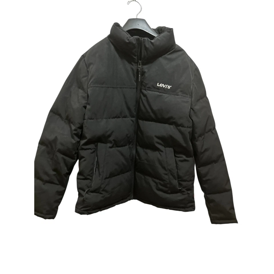 Levi Strauss пуховик куртка черный полный молнии насмешливый шеи логотип мужской размер большой - Изображение 1 из 4