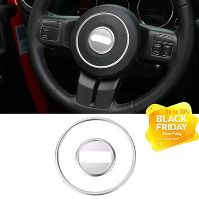 Bisel de ajuste central del volante para Jeep Wrangler 11-17 Compass Patriot plateado Foto 1 de 4