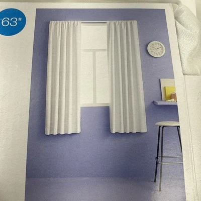 Room Essentials Heather White Room Darkening Single Curtain Panel 42" x 63" - Image 1 of 4