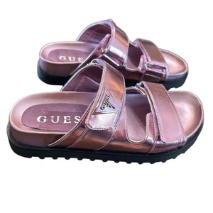 GUESS Fabula Lug-Sole Logo Fußbett Sandalen Slipper Metallic Pink NEU Gr. 5 - Bild 1 von 10