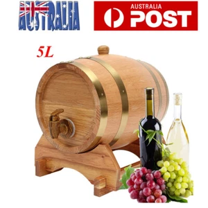 5L Wine Barrel Oak Timber Wooden Beer Whiskey Rum Spirits Brewing Port Barrel AU - Picture 1 of 8