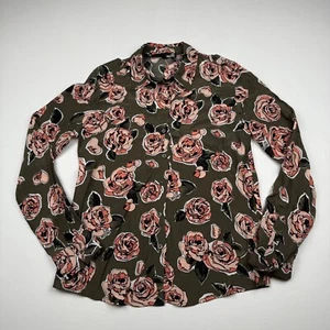 Blusa Love MOSCHINO Floral Verde Abotonada Talla 6 Para Mujer Estampado Rosa Gráfico - Imagen 1 de 6