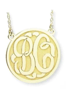 Special Order Silver .925 2 Initial Monogram Laser Cut Necklace 40mm Diameter - Picture 1 of 1