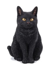 Vivid Arts Black Sitting Cat Highly Detailed Garden Decoration