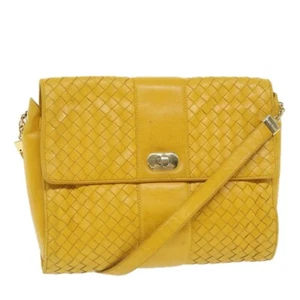 BOTTEGA VENETA INTRECCIATO Shoulder Bag Leather Yellow Auth bs9234 - Picture 1 of 20