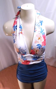 Swimsuit Cupshe Romantic Floral Haulter Tummy Control One Piece Womens S NWT - Picture 1 of 14