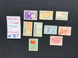 Francobolli Vietnam del Nord, 9 francobolli usati/annullati, SCV 2009=$7,35, #767 - Foto 1 di 2