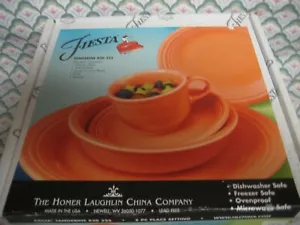 Fiesta Fiestaware Tangerine 5 Pc Set Dinner Salad Cereal Cup Saucer Retired NOS - Picture 1 of 12