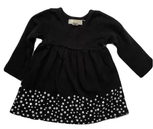 Peek Vestito Maglia Bambina 0-3 Mesi Nero LS con Stelle Argento Metallizzato - Foto 1 di 5