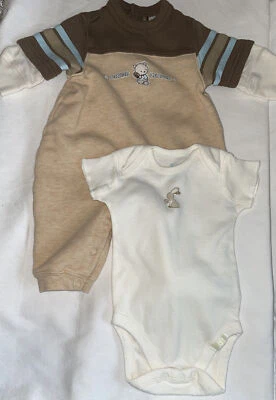 2 The Children’s Place Bebé Mameluco Una Pieza 0-3 Meses Body Marrón Crema Foto 1 de 4