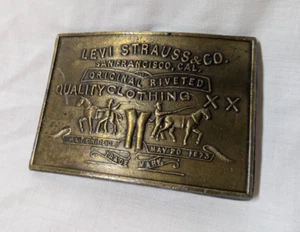 Heavy Vintage Levi Strauss Belt Buckle Original Two Horse Brand Western Country - Picture 1 of 7