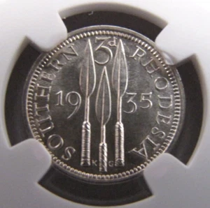 Southern Rhodesia KM1 Threepence 1935 NGC MS 63 - Picture 1 of 2