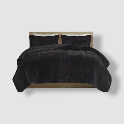 Intelligent Design Black Malea Shaggy Faux-Fur 2-Pc. Comforter Set, Twin/Twin XL - Image 1 of 4