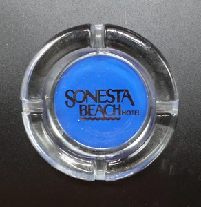 Sonesta Beach Hotel Posacenere Vetro Pubblicità Souvenir Vintage Da Collezione 4,5" - Foto 1 di 6