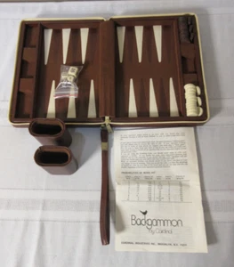 Vtg. Cardinal Travel Backgammon Set Zip Around Case Faux Leather - Picture 1 of 4