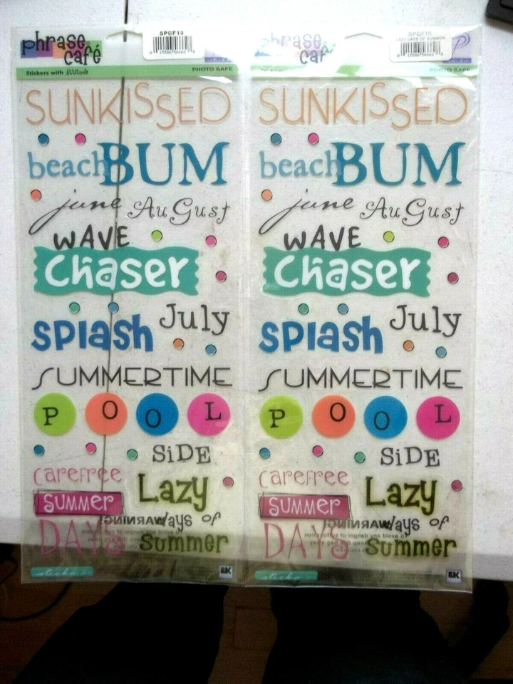 2 juegos de pegatinas de álbumes de recortes de café frase con actitud días perezosos de verano  Foto 1 de 3