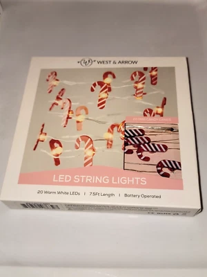 Juego de mini luces de cadena de fiesta de Navidad 20 LED nuevo bastón de caramelo a batería Foto 1 de 4