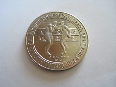 Jack Dempsey Gibbons Fight 1923 Shelby Montana 50 aniversario metal aceite 1973 Foto 1 de 3