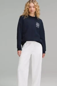LULULEMON Heavyweight Fleece Pullover Tennis Club Oversized Navy Firecracker M - Picture 1 of 13