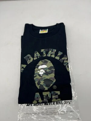 Camiseta universitaria BAPE color camuflaje talla L grande mono de baño nueva negra verde primera Foto 1 de 2